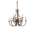 KICHLER 2031TZ Dover 29" 9 Light 2 Tier Chandelier in Tannery Bronze