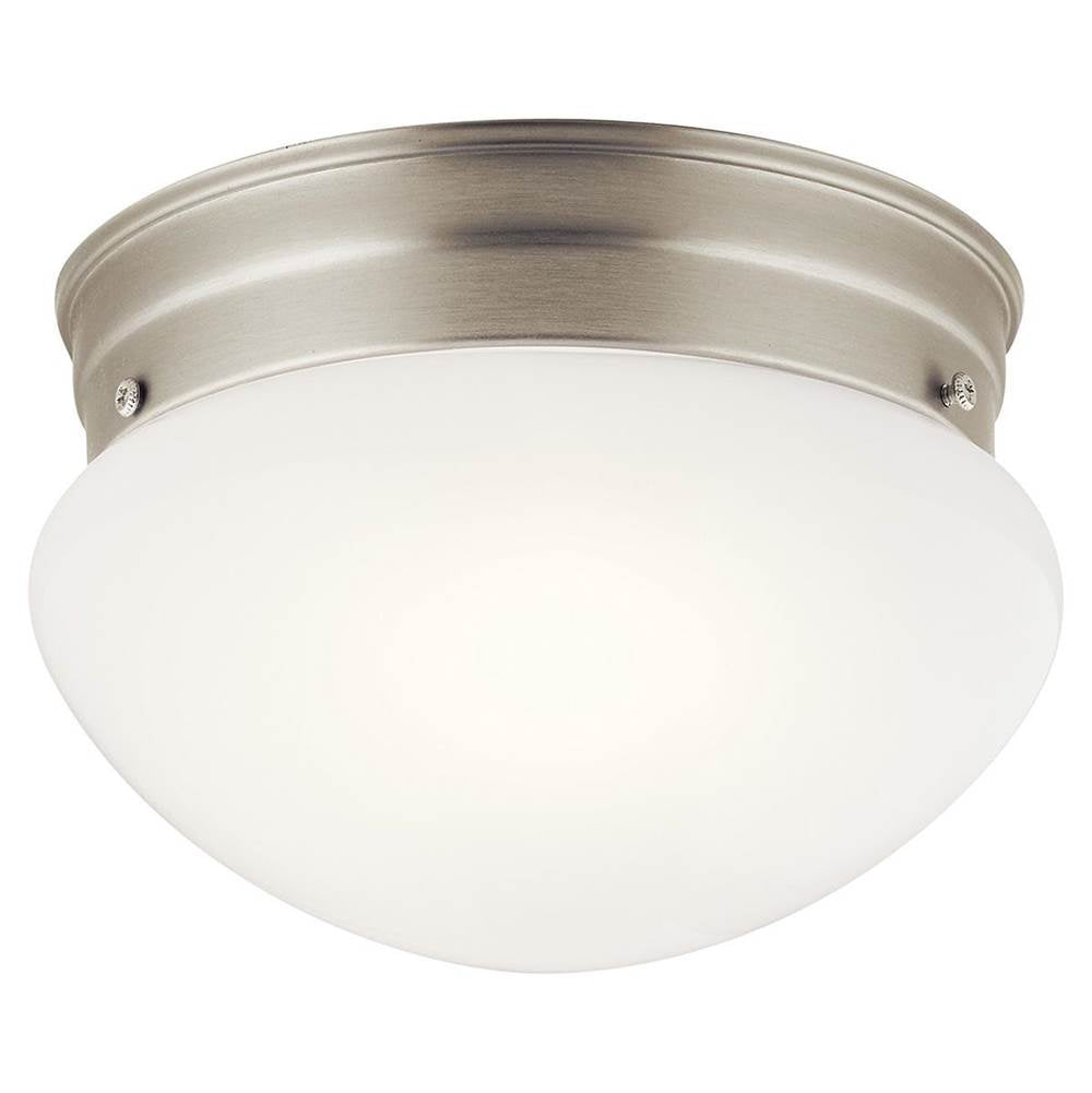 KICHLER 206NI Ceiling Space 7.5" 1 Light Flush Mount with White Globe in Brushed Nickel
