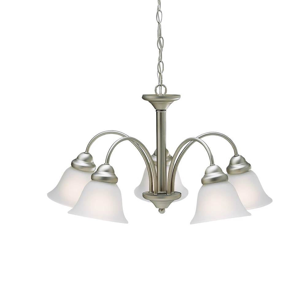 KICHLER 2093NI Wynberg 13.75" 5 Light Chandelier with Satin Etched Glass in Brushed Nickel