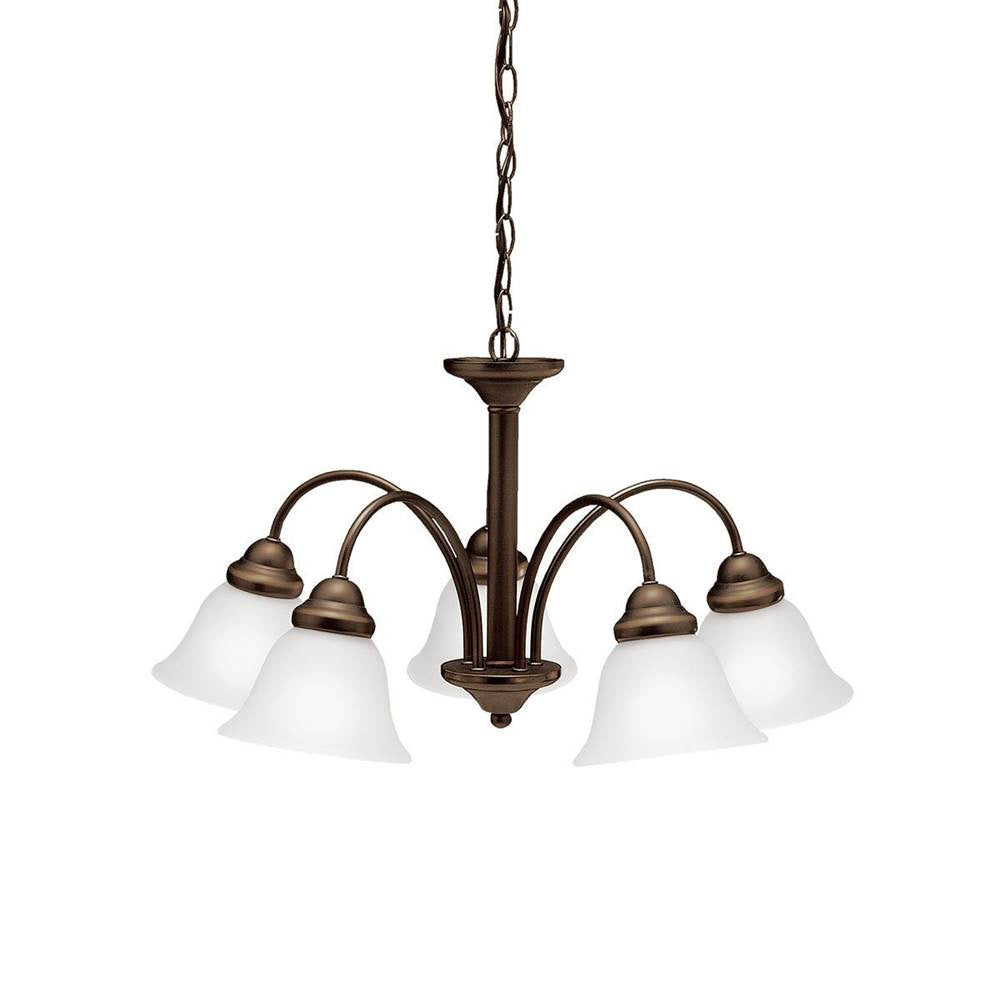 KICHLER 2093OZ Wynberg 13.75" 5 Light Chandelier with Satin Etched Glass in Olde Bronze