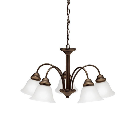KICHLER 2093OZ Wynberg 13.75" 5 Light Chandelier with Satin Etched Glass in Olde Bronze