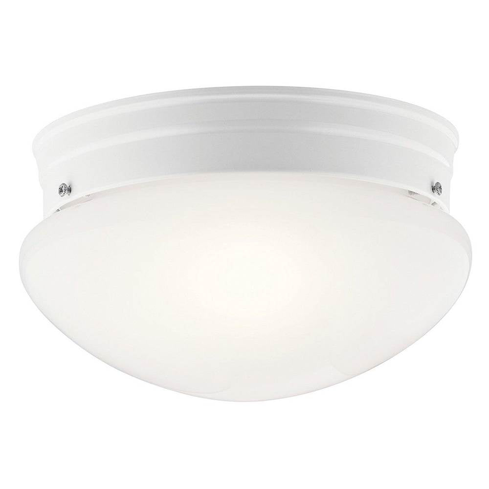 KICHLER 209WH Ceiling Space 9" 2 Light Flush Mount with White Globe in White