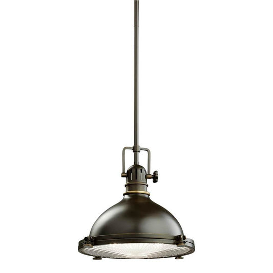 KICHLER 2665OZ Hatteras Bay 11" 1 Light Pendant with Clear Fresnel Lens Olde Bronze