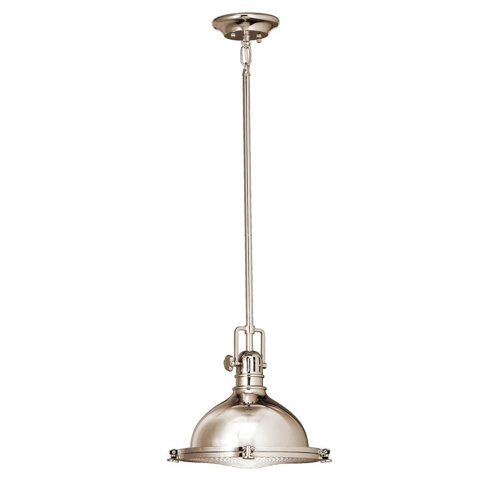 KICHLER 2665PN Hatteras Bay 11" 1 Light Pendant with Clear Fresnel Lens Polished Nickel