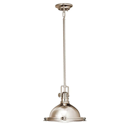 KICHLER 2665PN Hatteras Bay 11" 1 Light Pendant with Clear Fresnel Lens Polished Nickel