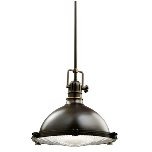 KICHLER 2666OZ Hatteras Bay 12" 1 Light Pendant with Clear Fresnel Lens Olde Bronze