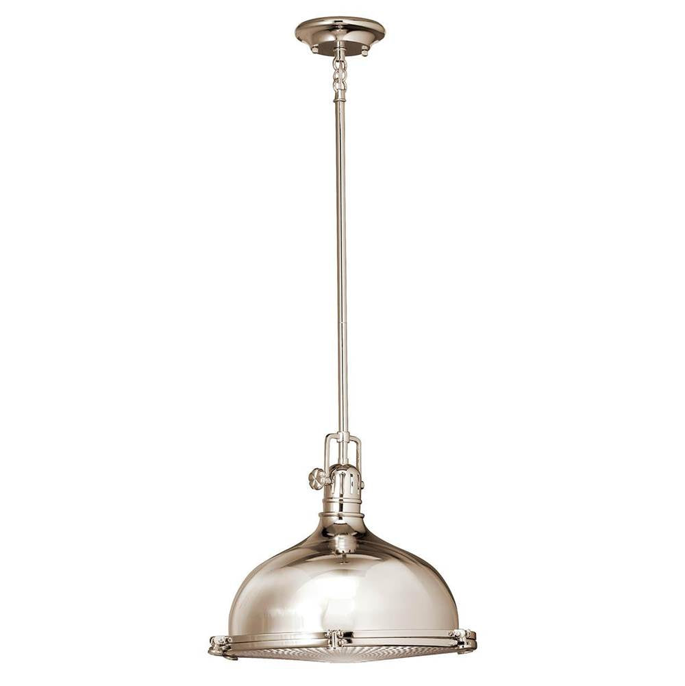 KICHLER 2666PN Hatteras Bay 12" 1 Light Pendant with Clear Fresnel Lens in Polished Nickel