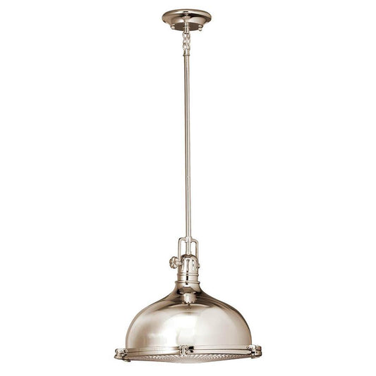 KICHLER 2666PN Hatteras Bay 12" 1 Light Pendant with Clear Fresnel Lens in Polished Nickel