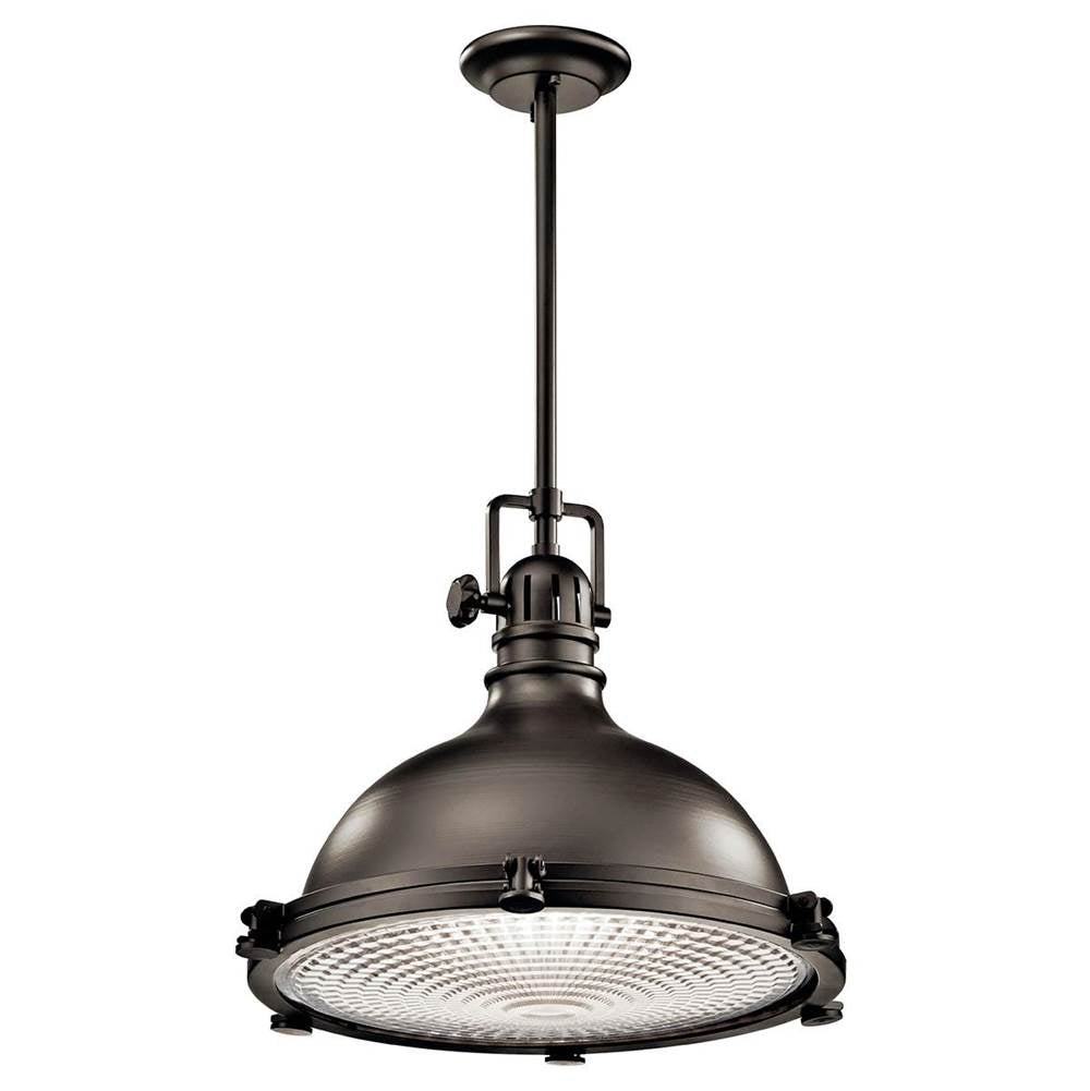 KICHLER 2691OZ Hatteras Bay 19.5" 1 Light Pendant with Clear Fresnel Lens Olde Bronze