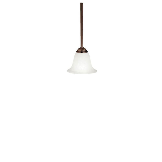 KICHLER 2771TZ Dover 5.5" 1 Light Mini Pendant with Alabaster Swirl Glass in Tannery Bronze