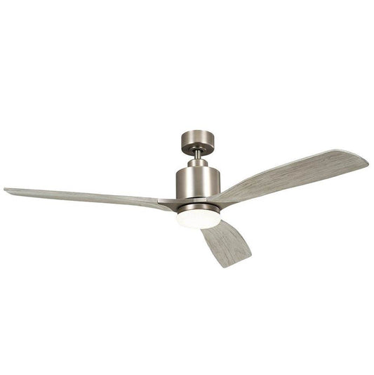 KICHLER 300075AP 60 Inch Ridley II 3 Blade Indoor Ceiling Fan with Etched Cased Opal Glass in Antique Pewter with Weathered White Walnut Blades