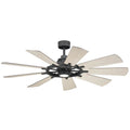 KICHLER 300260WZC 60 Inch Gentry 9 Blade Indoor Ceiling Fan with Etched Cased Opal Glass in Weathered Zinc with Reversible Weathered White Walnut and Walnut Blades