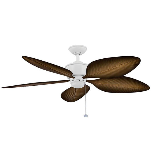 KICHLER 310095MWH 56 Inch Nani 5 Blade Weather+ Outdoor Ceiling Fan in Matte White and Ivory with Walnut Highlights