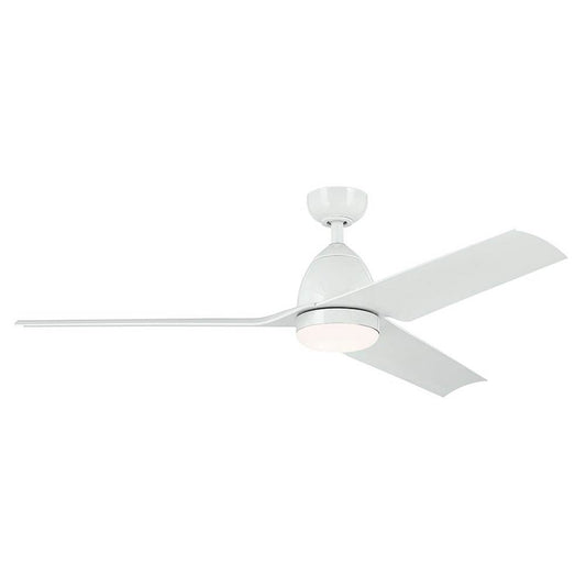 KICHLER 310254WH 54 Inch Fit Ceiling Fan with Satin Etched Cased Opal Glass in White with White Blades