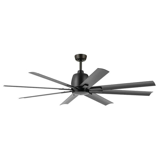 KICHLER 310265SBK 65 Inch Breda 8 Blade Ceiling Fan in Satin Black with Satin Black Blades