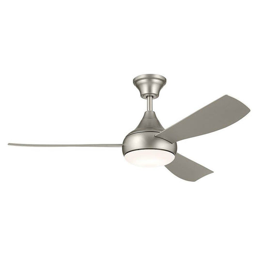KICHLER 310354NI 54 Inch Ample Ceiling Fan with Satin Etched Cased Opal Glass in Brushed Nickel with Silver Blades