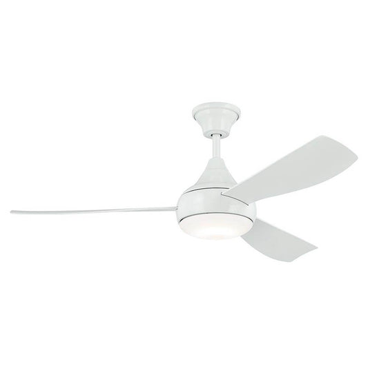 KICHLER 310354WH 54 Inch Ample Ceiling Fan with Satin Etched Cased Opal Glass in White with White Blades