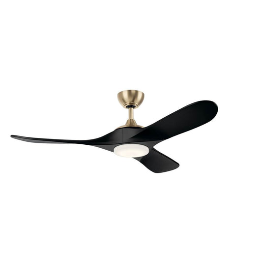 KICHLER 310552CPZ 52 Inch Mylo Ceiling Fan with Satin Etch Cased Opal Glass in Champagne Bronze with Jet Black Wood Blades