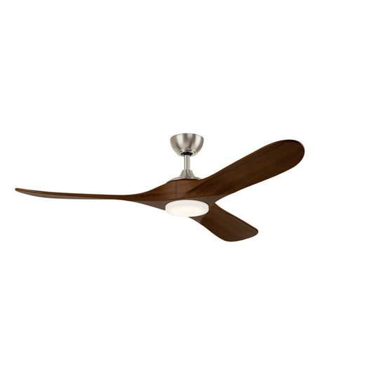KICHLER 310560NI 60 Inch Mylo Ceiling Fan with Satin Etch Cased Opal Glass in Brushed Nickel with Natural Walnut Wood Blades