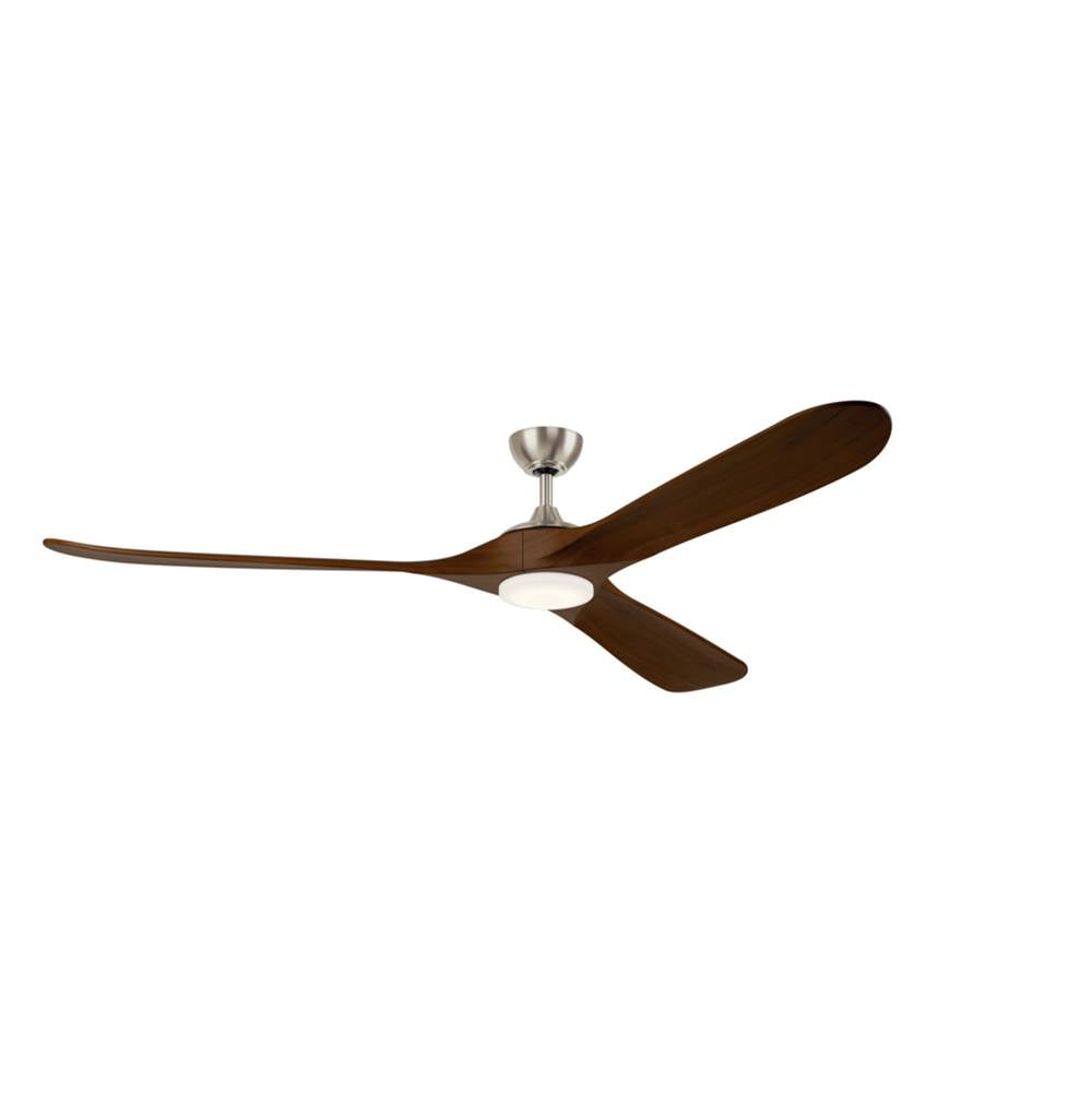 KICHLER 310580NI 80 Inch Mylo Ceiling Fan With Satin Etch Cased Opal Glass In Brushed Nickel With Aged Walnut Wood Blades