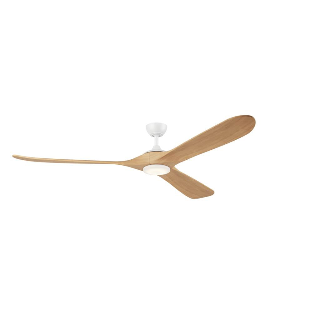KICHLER 310580MWH 80 Inch Mylo Ceiling Fan With Satin Etch Cased Opal Glass In Matte White With White Maple Wood Blades