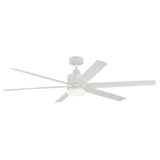 KICHLER 310765MWH 65 Inch Loa Ceiling Fan with Satin Etch Cased Opal Glass in Matte White with White Blades
