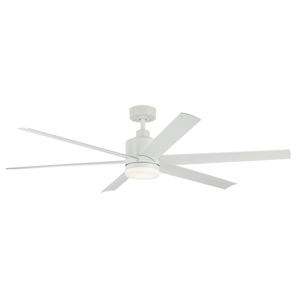 KICHLER 310765MWH 65 Inch Loa Ceiling Fan With Satin Etch Cased Opal Glass In Matte White With White Blades