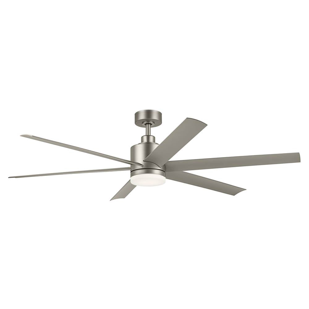 KICHLER 310765NI 65 Inch Loa Ceiling Fan With Satin Etch Cased Opal Glass In Brushed Nickel With Silver Blades