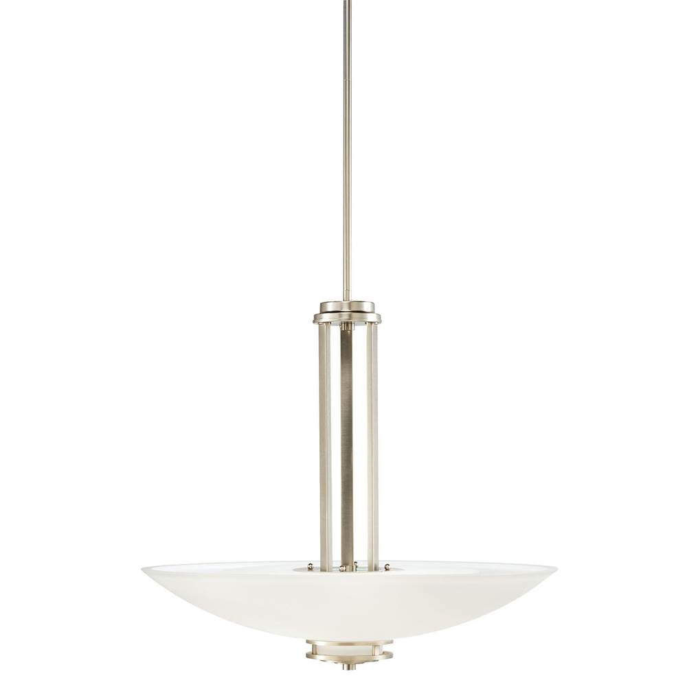 KICHLER 3275NI Hendrik 22" 3 Light Inverted Pendant with Satin Etched Cased Opal Glass Brushed Nickel