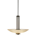 KICHLER 3275OZ Hendrik 22" 3 Light Inverted Pendant with Light Umber Etched Glass Olde Bronze