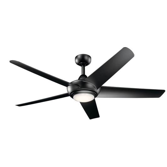 KICHLER 330089SBK Kapono 52 inch LED Ceiling Fan in Satin Black with Frosted White Polycarbonate Lens