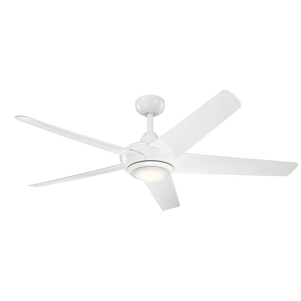 KICHLER 330089WH Kapono 52 inch LED Ceiling Fan in White with Frosted White Polycarbonate Lens