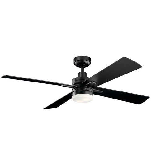 KICHLER 330140SBK Lija 52 inch LED Ceiling Fan in Satin Black with Etched Cased Opal Glass