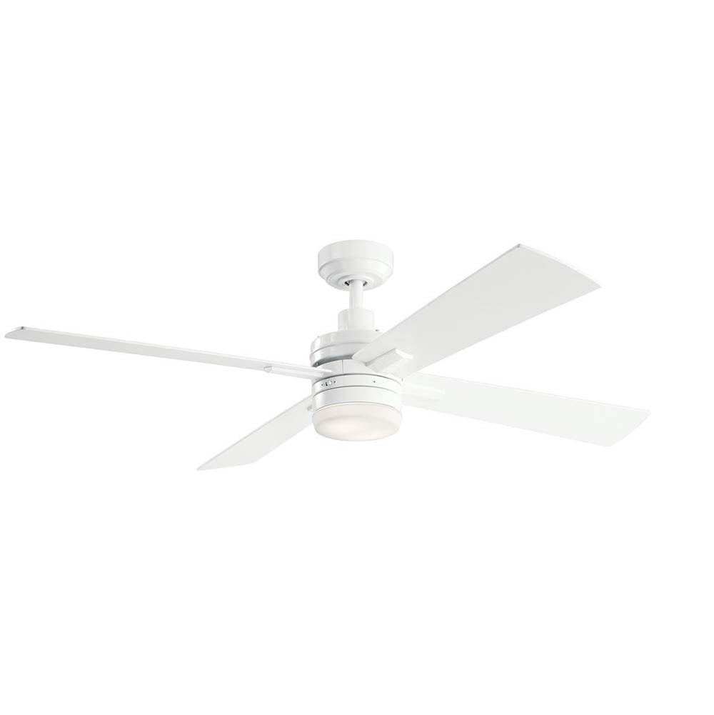 KICHLER 330140WH Lija 52 inch LED Ceiling Fan in White with Etched Cased Opal Glass