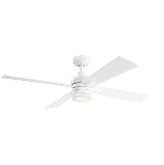 KICHLER 330140WH Lija 52 inch LED Ceiling Fan in White with Etched Cased Opal Glass