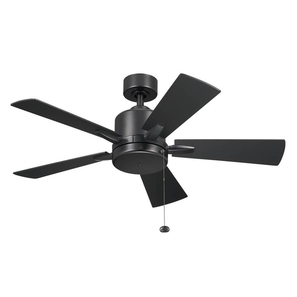 KICHLER 330241SBK 42 Inch Lucian II 5 Blade Indoor Ceiling Fan in Satin Black with Reversible Silver and Black Blades