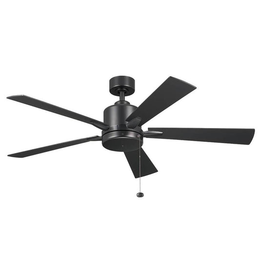 KICHLER 330242SBK 52 Inch Lucian II 5 Blade Indoor Ceiling Fan in Satin Black with Reversible Silver and Black Blades