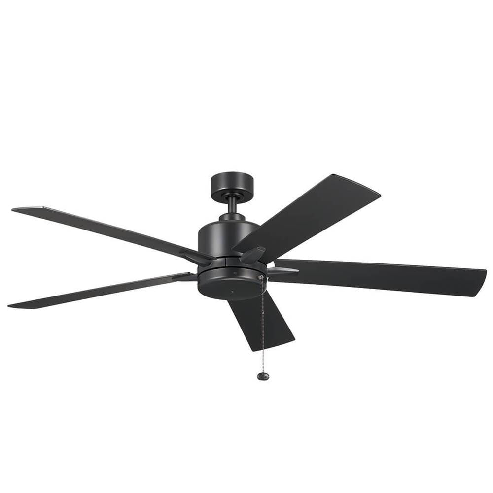 KICHLER 330243SBK 60 Inch Lucian II 5 Blade Indoor Ceiling Fan in Satin Black with Reversible Silver and Black Blades
