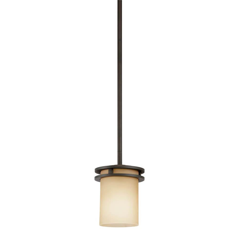 KICHLER 3475OZ Hendrik 7.5" 1 Light Mini Pendant with Light Umber Etched Glass Olde Bronze