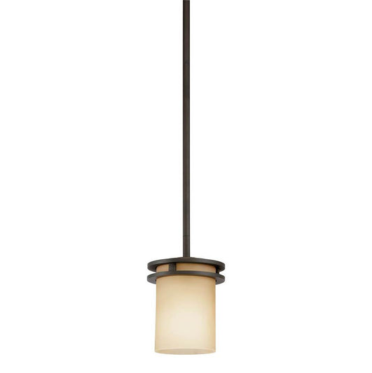 KICHLER 3475OZ Hendrik 7.5" 1 Light Mini Pendant with Light Umber Etched Glass Olde Bronze