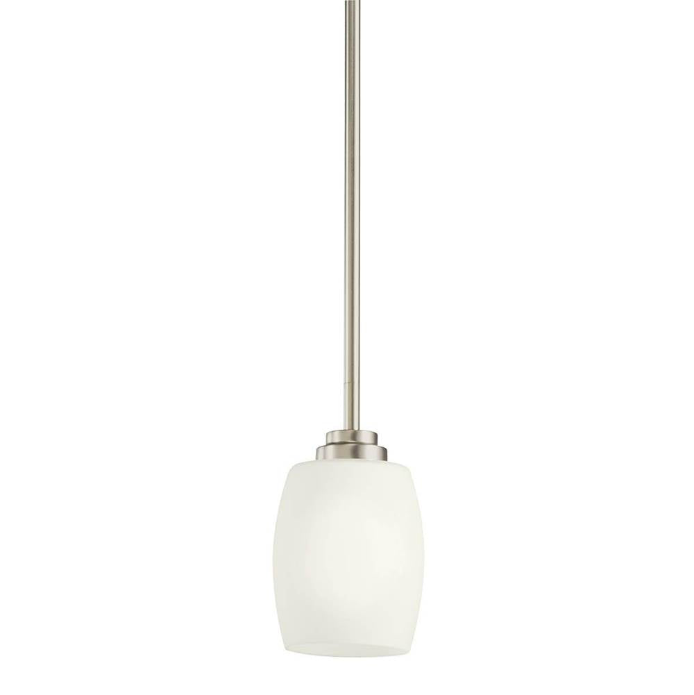 KICHLER 3497NI Eileen 8" 1 Light Mini Pendant with Satin Etched Cased Opal Glass in Brushed Nickel