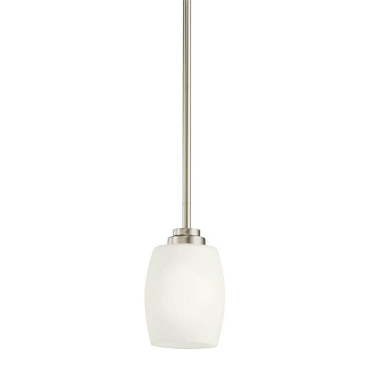 KICHLER 3497NI Eileen 8" 1 Light Mini Pendant with Satin Etched Cased Opal Glass in Brushed Nickel