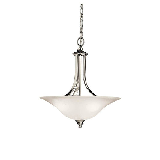 KICHLER 3502NI Dover 19" 3 Light Convertible Pendant or Semi Flush with Etched Seeded Glass in Brushed Nickel