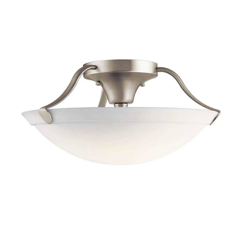 KICHLER 3627NI 15.5" 3 Light Semi Flush Brushed Nickel