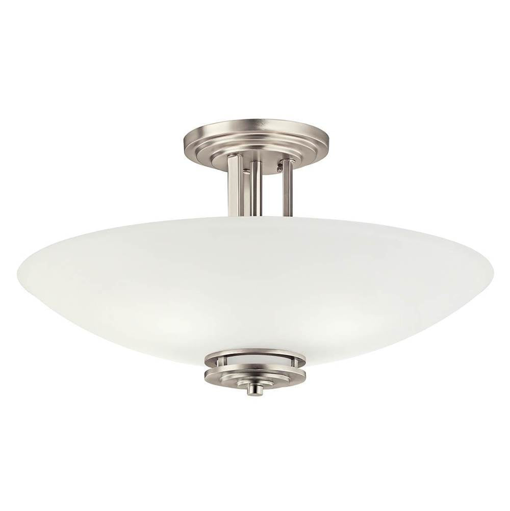 KICHLER 3677NI Hendrik 24" 4 Light Semi Flush with Satin Etched Cased Opal Glass Brushed Nickel