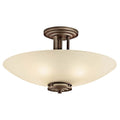 KICHLER 3677OZ Hendrik 24" 4 Light Semi Flush with Light Umber Etched Glass Olde Bronze