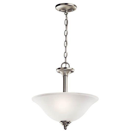 KICHLER 3694NI Wynberg 15" 2 Light Convertible Inverted Pendant/Semi Flush with Satin Etched Glass in Brushed Nickel