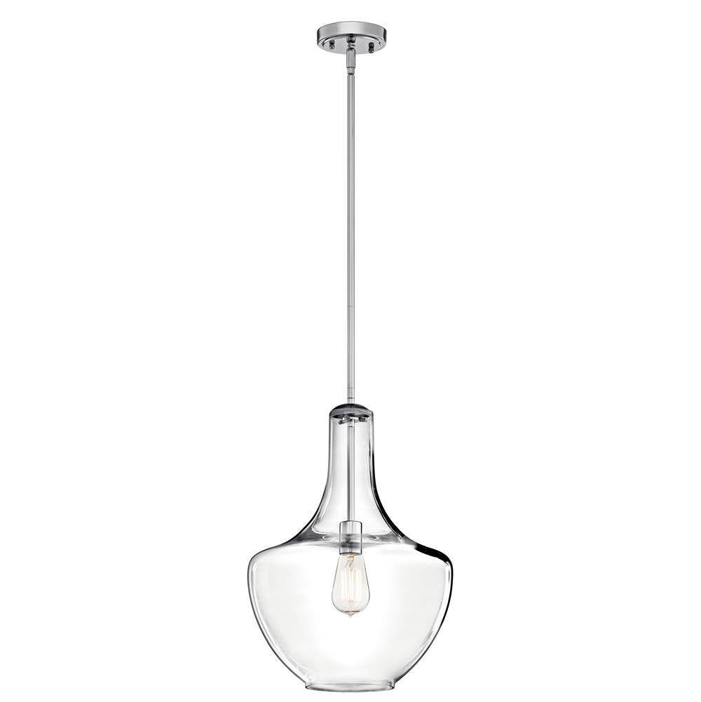 KICHLER 42046CH Everly 19.75" 1 Light Bell Pendant Clear Glass Chrome