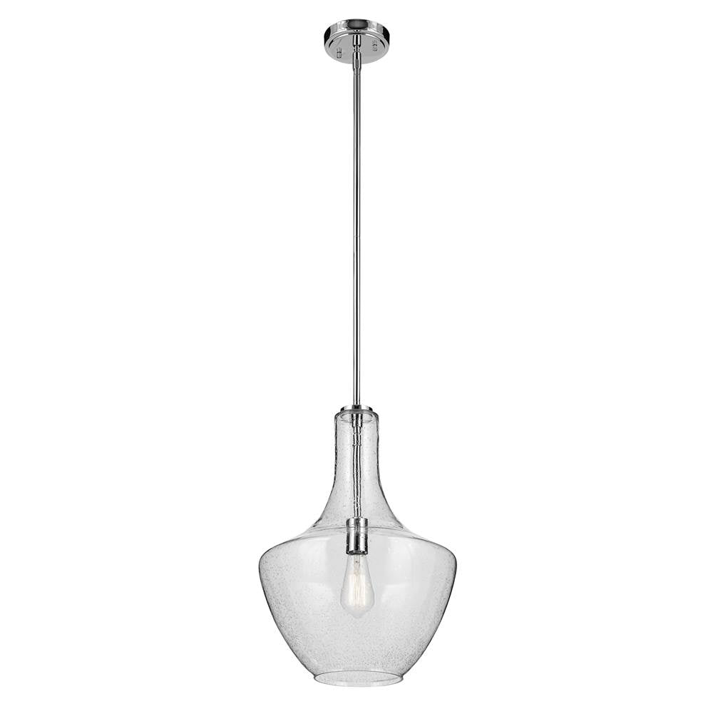 KICHLER 42046CHCS Everly 19.75" 1-Light Bell Pendant with Clear Seeded Glass in Chrome