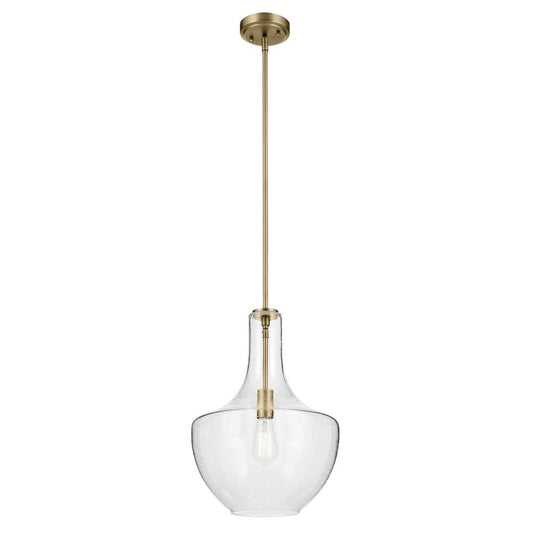 KICHLER 42046NBRCS Everly 19.75" 1-Light Bell Pendant with Clear Seeded Glass in Brushed Nickel